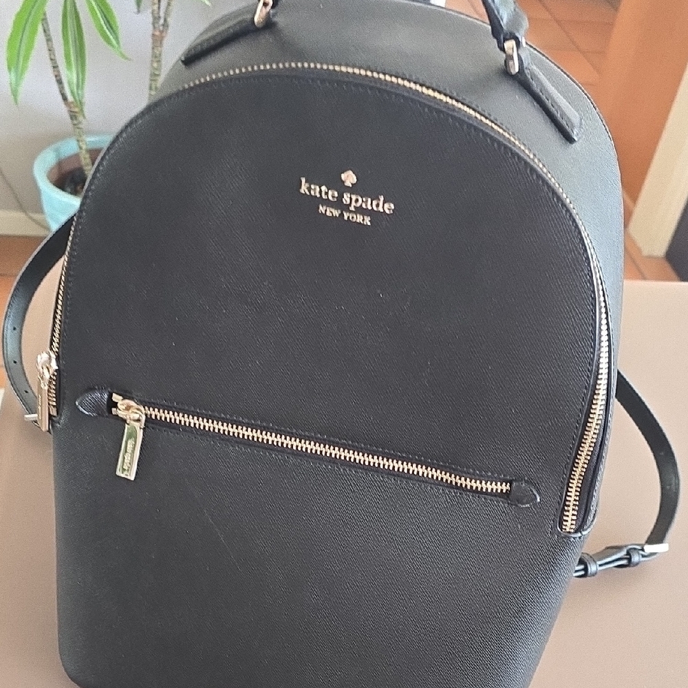 Kate Spade Black Leather Backpack with Gold Hardware - Picture 3 of 7